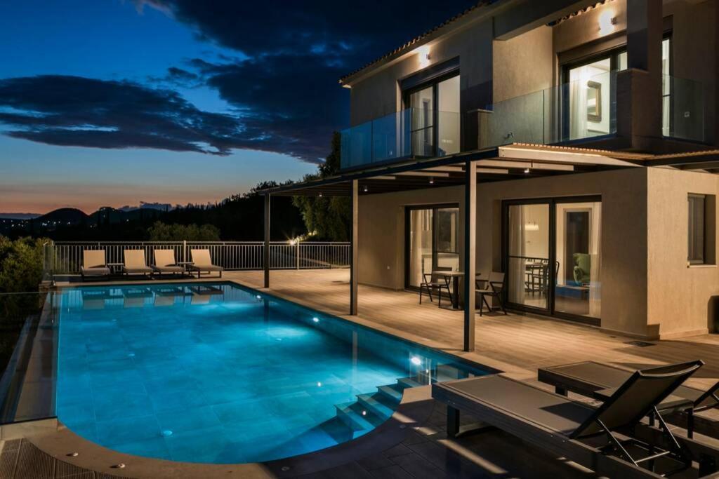 Color Villas-New Villa Green At Trapezaki With Private Pool Mousata Екстериор снимка